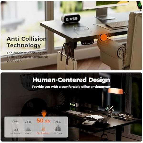 Agilestic L-Shaped Electric Standing Desk, 140cm Height Adjustable Sit-Stand Desk for Home Office, Ergonomic Computer Desk with Spliced Board,Black