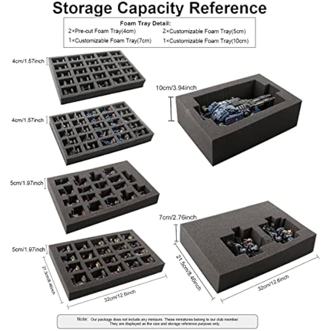 Jucoci Miniatures & Figure Storage Case with Customizable Foam to Carry Various Sizes for WH40K, WH AOS, Xwing, Infinite, and DND Miniatures(Compatible with Infanties and Large Units