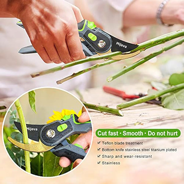 Garden Pruners,Pruning Shears for Gardening Heavy Duty with Rust Proof Stainless Steel Blades,Best Bypass Pruner Garden Shears Professional Gardening Tools (Can Cut Small PVC Pipes)