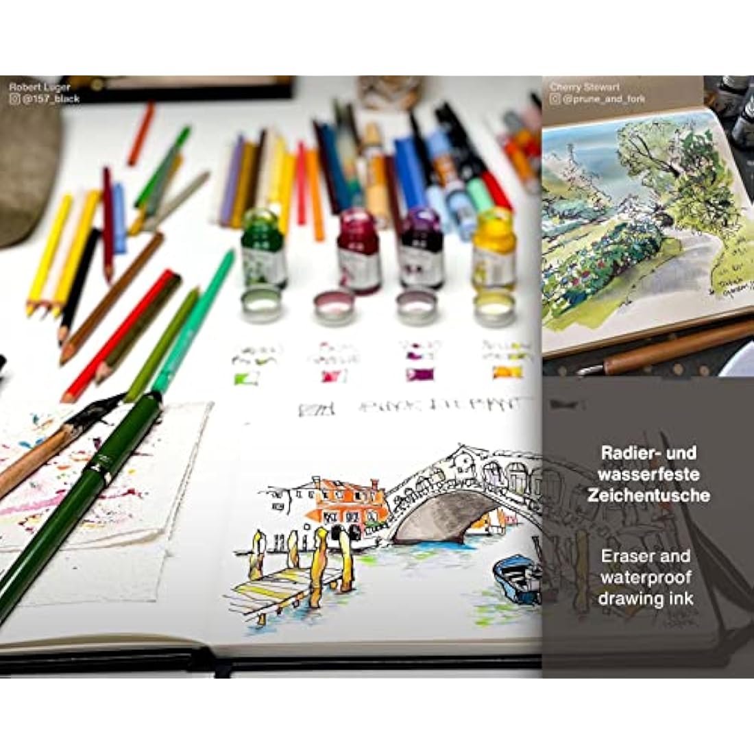 Horizon Octopus Write & Draw Ink Set - Waterproof Calligraphy & Drawing Ink for Fountain Pen, 6 x 10 ml