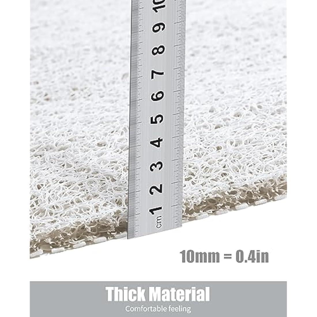 Loofah Mats for Shower, Non Slip Soft Textured Bath, Bathtub Mat with Drain, Phthalate Free, Quick Drying, Soft Comfort Bathroom Mats for Wet Areas (40x100CM, C-White)