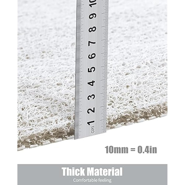 Loofah Mats for Shower, Non Slip Soft Textured Bath, Bathtub Mat with Drain, Phthalate Free, Quick Drying, Soft Comfort Bathroom Mats for Wet Areas (40x100CM, C-White)