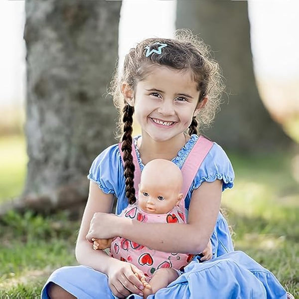 Aolso Baby Doll Carrier, Soft Cotton, Front and Back Carrying with Adjustable Straps for Baby, 14" to 18" Dolls Carrier Seat for Baby Born, Doll Accessories for Kids (Pink)