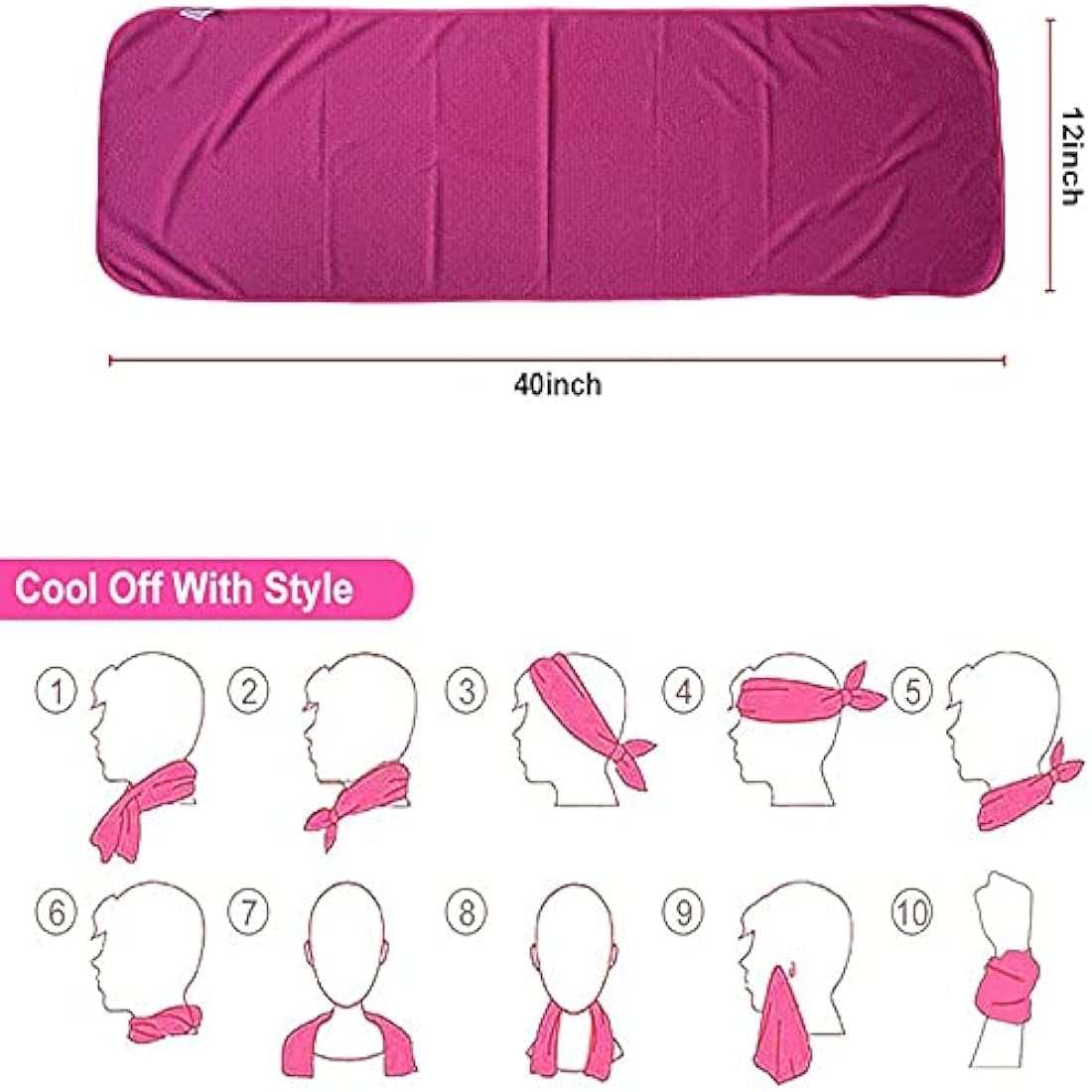 4 Packs Cooling Towel (40"x12"),Ice Towel,Soft Breathable Instant Towel,Microfiber Cool Towel for Yoga,Golf,Sport,Gym,Workout,Camping,Fitness,Outdoor &More Activities (Blue/Rose red/Orange/Green)