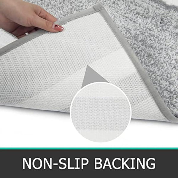 Pauwer Bath Mat Set 3 Pieces Bathroom Mat and U-Shape Toilet Mat Set Microfiber High Density Soft Water Absorbent Bath Rug Non slip Shower Rugs for Bathroom