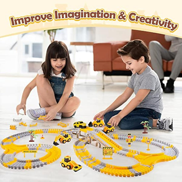 EUTOYZ Toy Cars for 2-10 Year Old Boys,Kids Play Vehicles Construction Toys Boys Digger Car Games Age 2 3 4 5 6 7 8 Easter Gifts Tractor Toys, Yellow-silver, Large Set