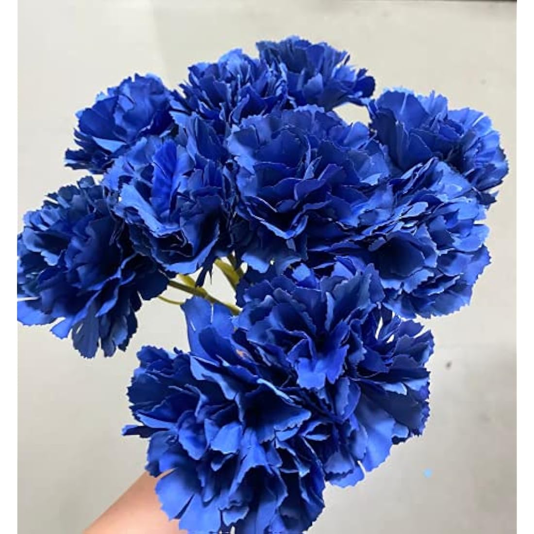 11 Inch Bouquets 10 Stem Carnations,Outdoor UV Resistant No Fade Artificial Flower,Mini Carnation Silk Petals Fake Flowers Forever Plants for Photo Props Home Party and Wedding Decor (Dark Blue)