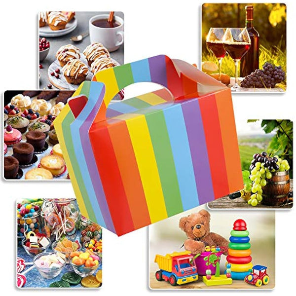 angelikashalala 20Pack Party Favor Paper Boxes Rainbow Small Cake Boxes Snacks Food Assemble Boxes for Birthdays Party,15 * 10 * 10CM