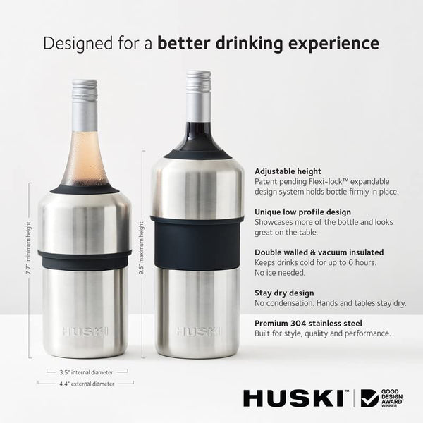 Huski Wine Cooler | Award Winning Iceless Design | Keeps Wine Cold up to 6 Hours | Wine Accessory | Next Generation Ice Bucket | Fits Some Champagne
