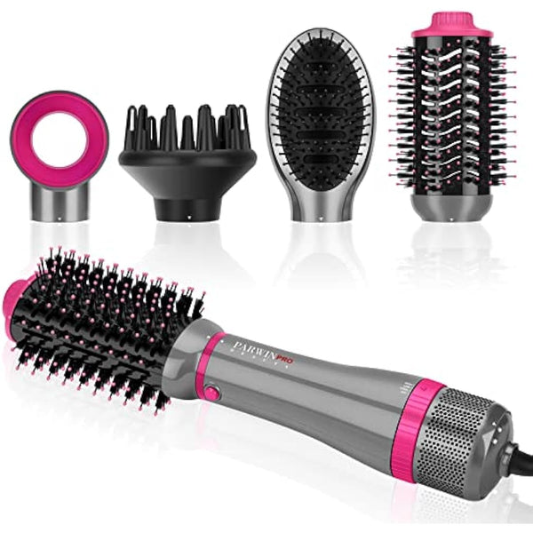 4 in 1 Hair Dryer Brush Set, Multi Air Styler with 4 Attachments as Hairdryer, Hot Air Brush, Hair Diffuser, Hot Brush for Hair Styling, Ionic Care Frizz-Free, Gray