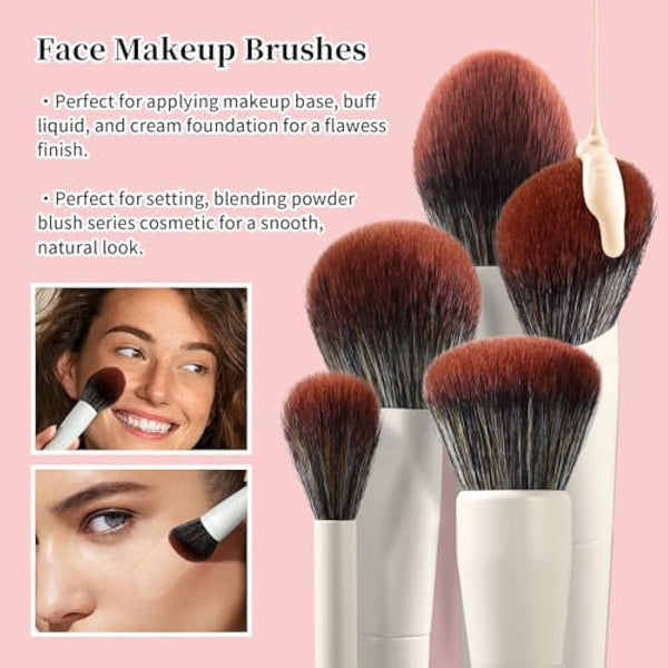 EIGSHOW MUA Pro Makeup Brush Set 18 Pcs Professional Brushes For Foundation Concealer Blush Eyebrow Gift Choice Fit for Professional Makeup Artist(Beige)