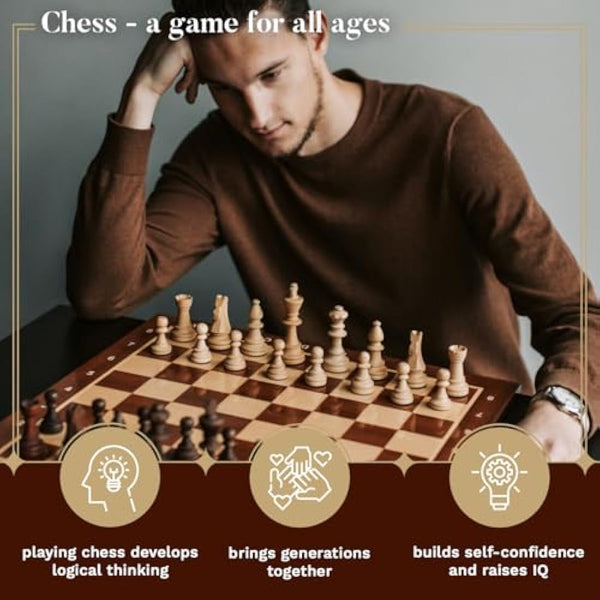 Classic STAUNTON Chess Set NO.7 in Mahogany Box | Master of Chess Wooden Chess Set | Wooden Chess Pieces Only - Handmade Tournament Chess Set Without Chess Table