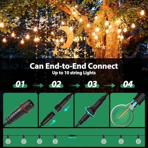 FIFlying Outdoor String Lights Mains Powered, 158FT/48.15M Garden Lights with 70+2 Shatterproof Bulbs, IP54 Waterproof Festoon Lights for Backyard Patio Pergola Wedding Party