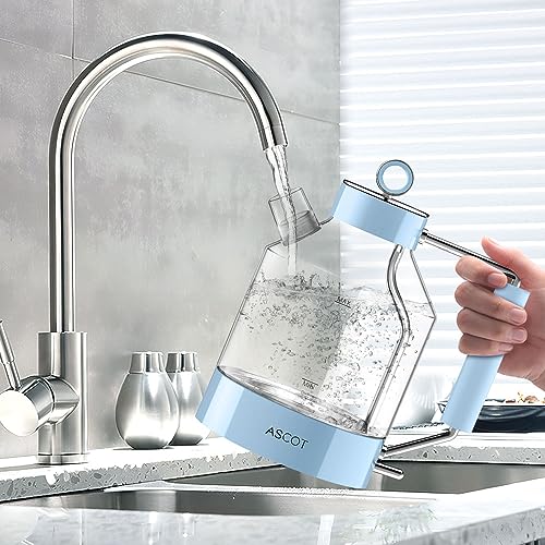 Electric Kettle, ASCOT Glass Electric Tea Kettle 1.5L 2200W Tea Heater & Hot Water Boiler, Borosilicate Glass, BPA-Free, Auto Shut-Off and Boil-Dry