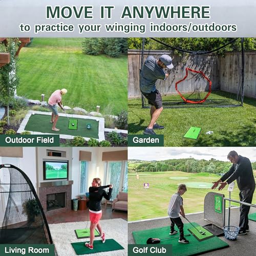 Golf Training Mat, LIBERRWAY Golf Mat Analysis Swing Path with 1 Replacement, Outdoor/Indoor Golf Swing Trainer Portable Golf Practice Mat for