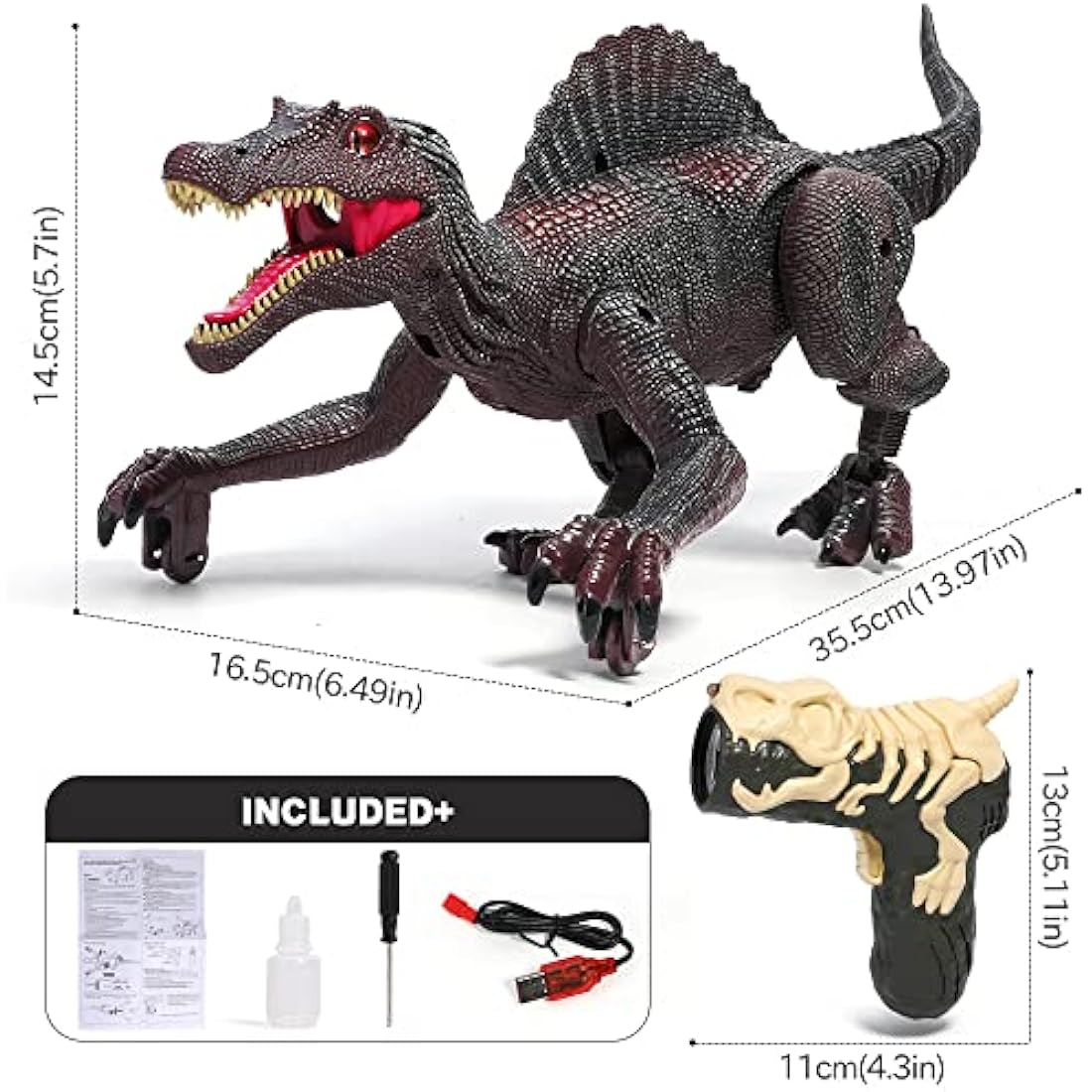 FRUSE Remote Control Dinosaur Toys for Boys,Electric RC Walking Robot Dinosaur w/Light Tracing,Spray Mist,LED Light,Roaring,Jurassic Dinosaur Toys,Present for Kids Girls Age 3 4 5 6 7 8