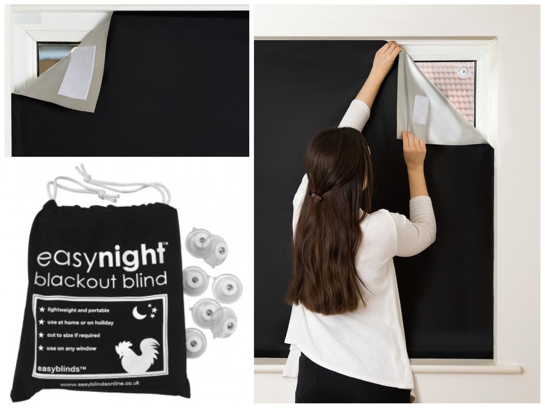 Easynight Portable Travel Blackout Blind, 100% Light Blocking Fabric, XXL, Fit Any Size/Shape Up To 300x145cm, Made to Measure Service Available, No