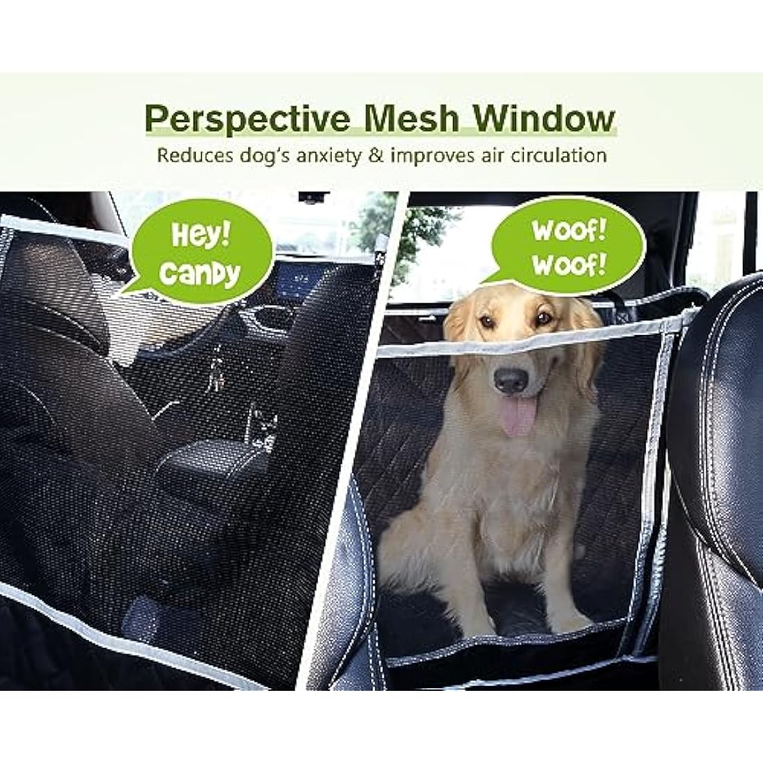 pecute Dog Car Seat Cover, Car Seat Cover for Dogs with Viewing Window/Side Flaps/Storage Bags, Dog Hammock Scratch Proof Nonslip Back Seat Protector for Cars Trucks SUV(146x136cm)