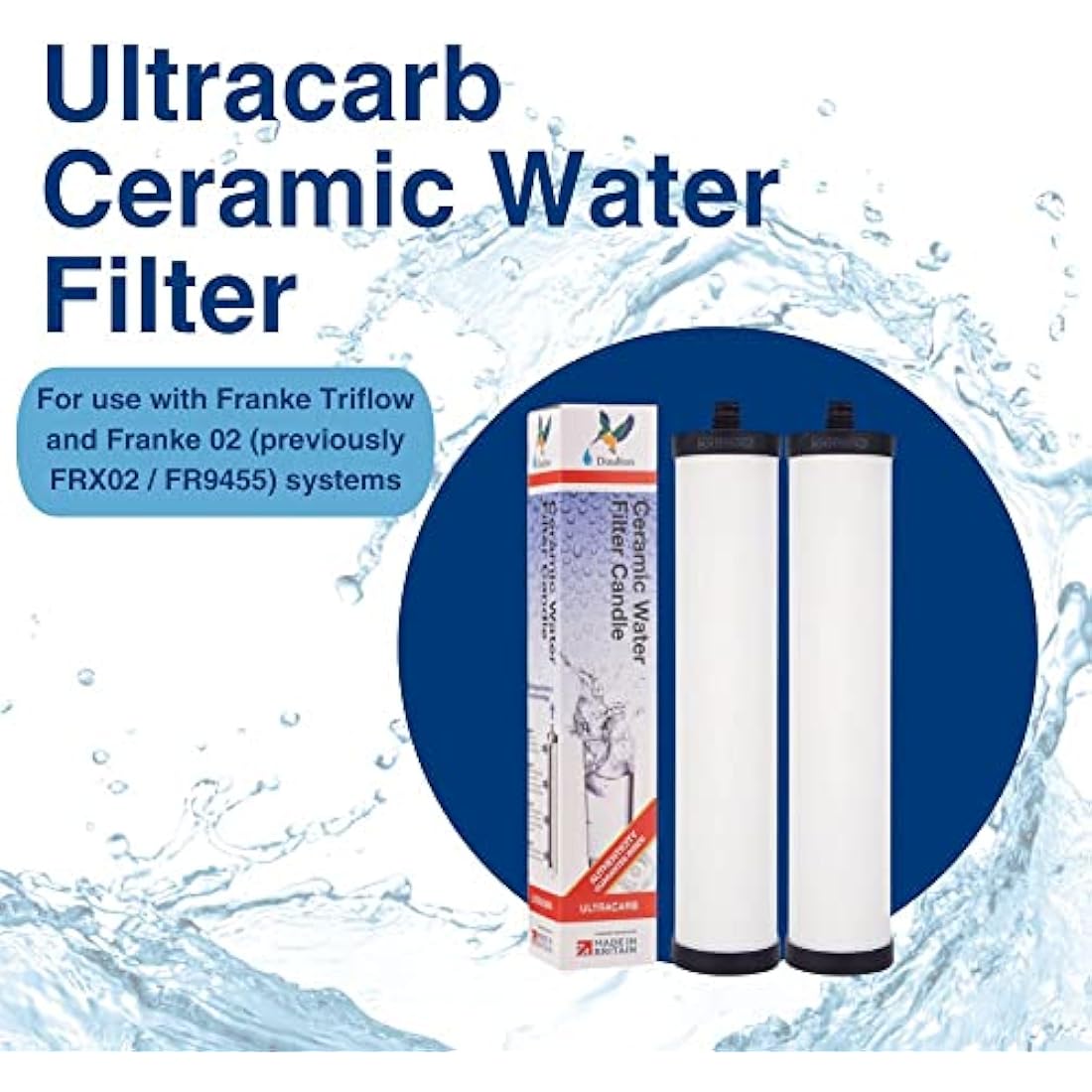 Doulton Ultracarb M15 |2 Pack| Drinking Water Ceramic Candle Filter | Reduces Contaminants | Improves Taste & Odour | Compatible with Franke 02, Triflow, Filterflow 1st & 2nd Gen Plastic Housing