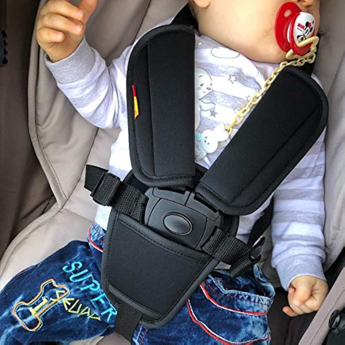 3 Piece Baby Stroller Car Seat Strap Covers & Crotch pad Universal Soft Seat Belt Cushion for Newborns Infants Kids (3 Pieces)