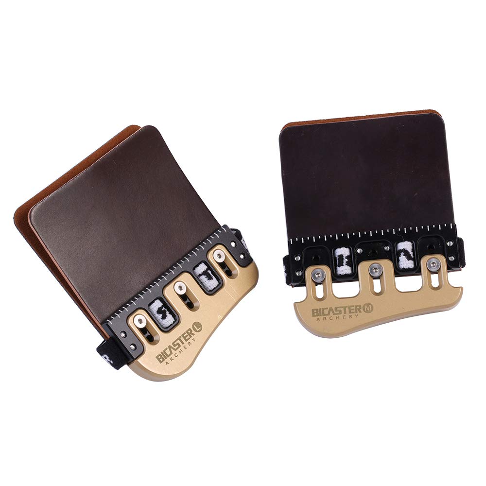 BICASTER Barebow Finger Tabs Cordovan Leather + Brass Finger Guards String Walking Right Hand (Medium)