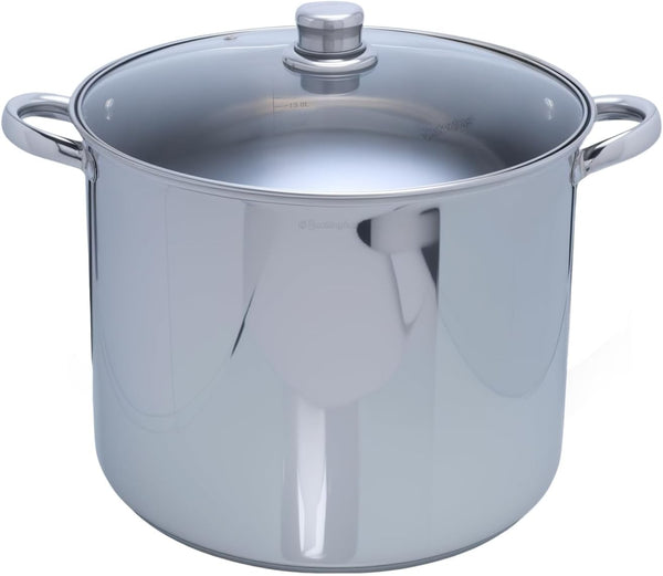 Buckingham Stainless Steel Stock Pot with lid Multipurpose Large Cooking Pot for Soups Stews (11 Litre)