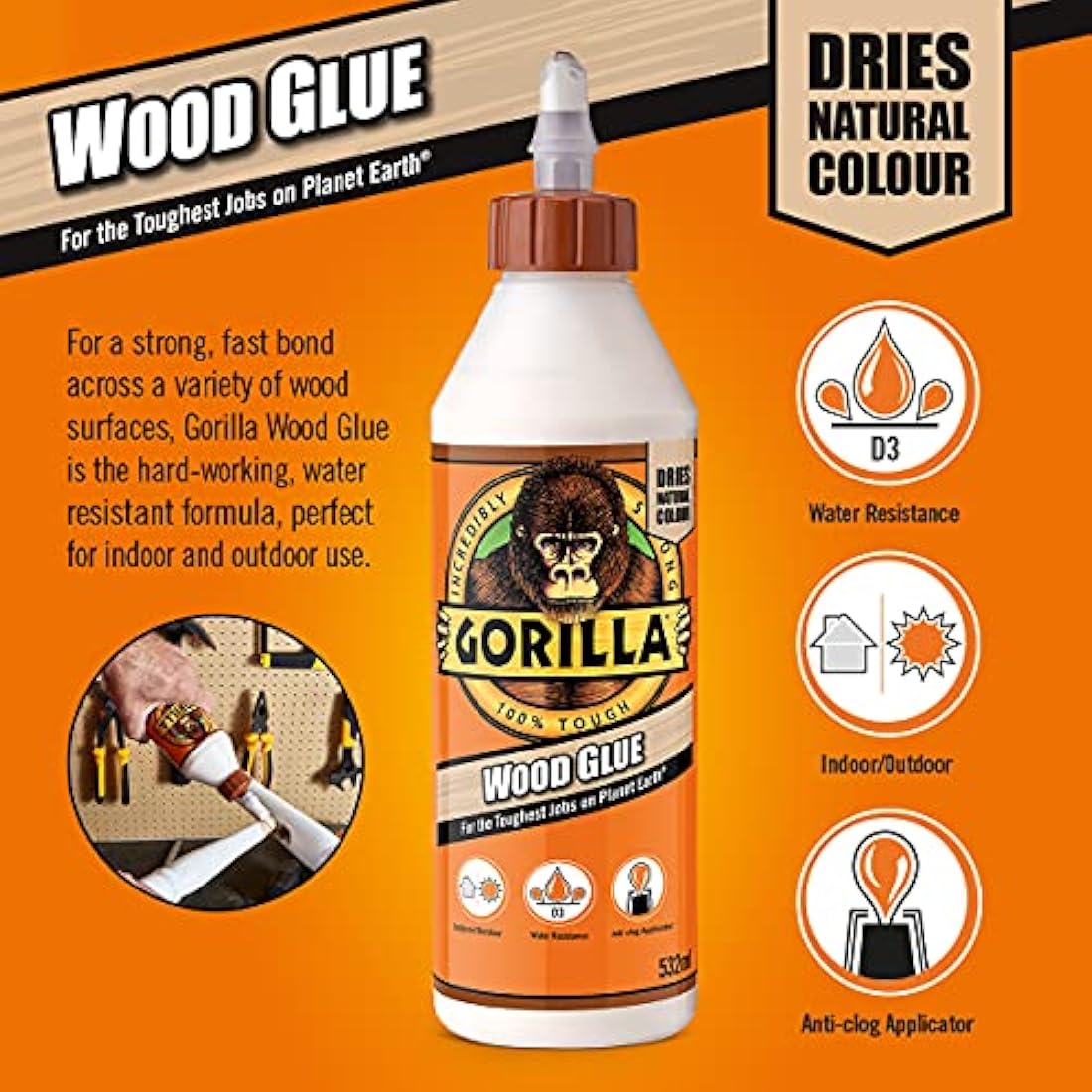 Gorilla 5044360 Glue Wood Glue 1L