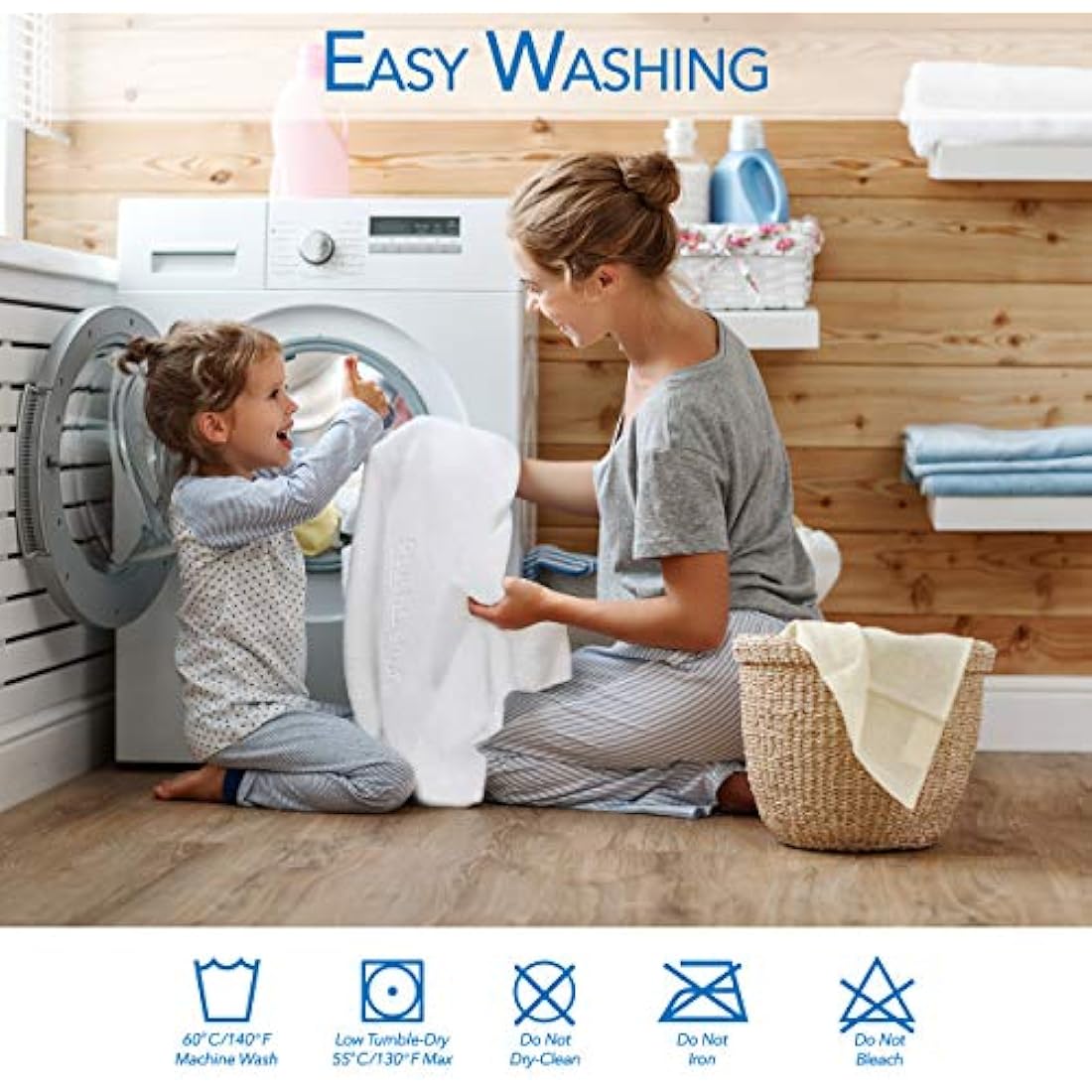 PlushDeluxe Premium Bamboo Mattress Protector – Waterproof, Hypoallergenic & Ultra Soft Breathable Bed Mattress Cover & Protection -Free PVC, Phthalate (UK King Size) White