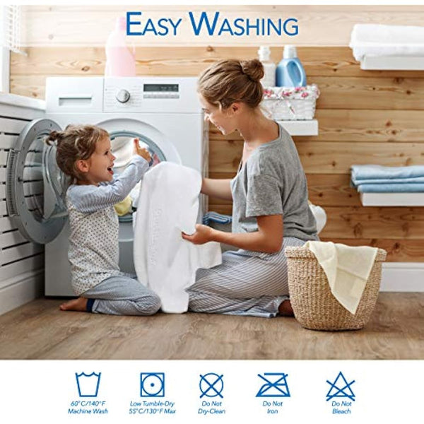 PlushDeluxe Premium Bamboo Mattress Protector – Waterproof, Hypoallergenic & Ultra Soft Breathable Bed Mattress Cover & Protection -Free PVC, Phthalate (UK King Size) White