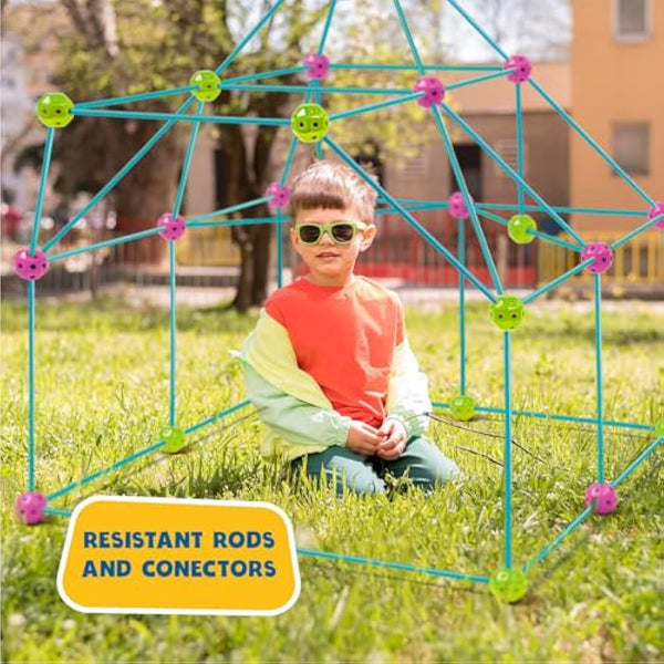 Fort Building Kits For Kids | Den Building Kit For Kids 70 Pieces | Construction Toys Stem | Garden Games | Fort Building Kit Indoor And Outdoor Toys | 5 Year Old Girls Gifts | 5 Year Old Boy Gifts