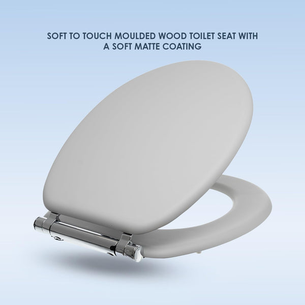 AQUALONA® Luxury Soft Close Toilet Seat - Moulded Wood - Stainless Steel Slow Close Hinges - Click, Lift & Clean Technology (Bamboo Toilet Seat)