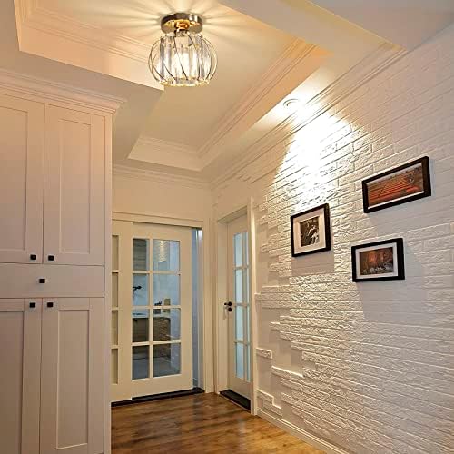 Hudi Fyier Chandelier Crystals Ceiling Lighting Fixtures, 2 Pack Semi Flush Mount Ceiling Light for Kitchen Hallway Dining Rooms Living Rooms Bar (Gold)