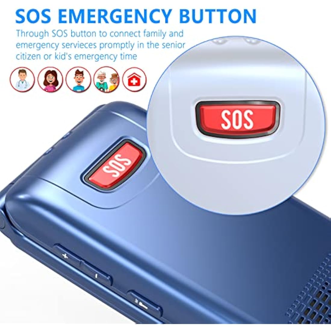 Senior Mobile Phone Simple for Elderly, Basic Cell Phone with Large Buttons, Flip Phone, Unlocked Senior Mobile Phone with 2.4" Color Display | SOS Button | FM Radio | Torch |1000mAh Battery (Blue)
