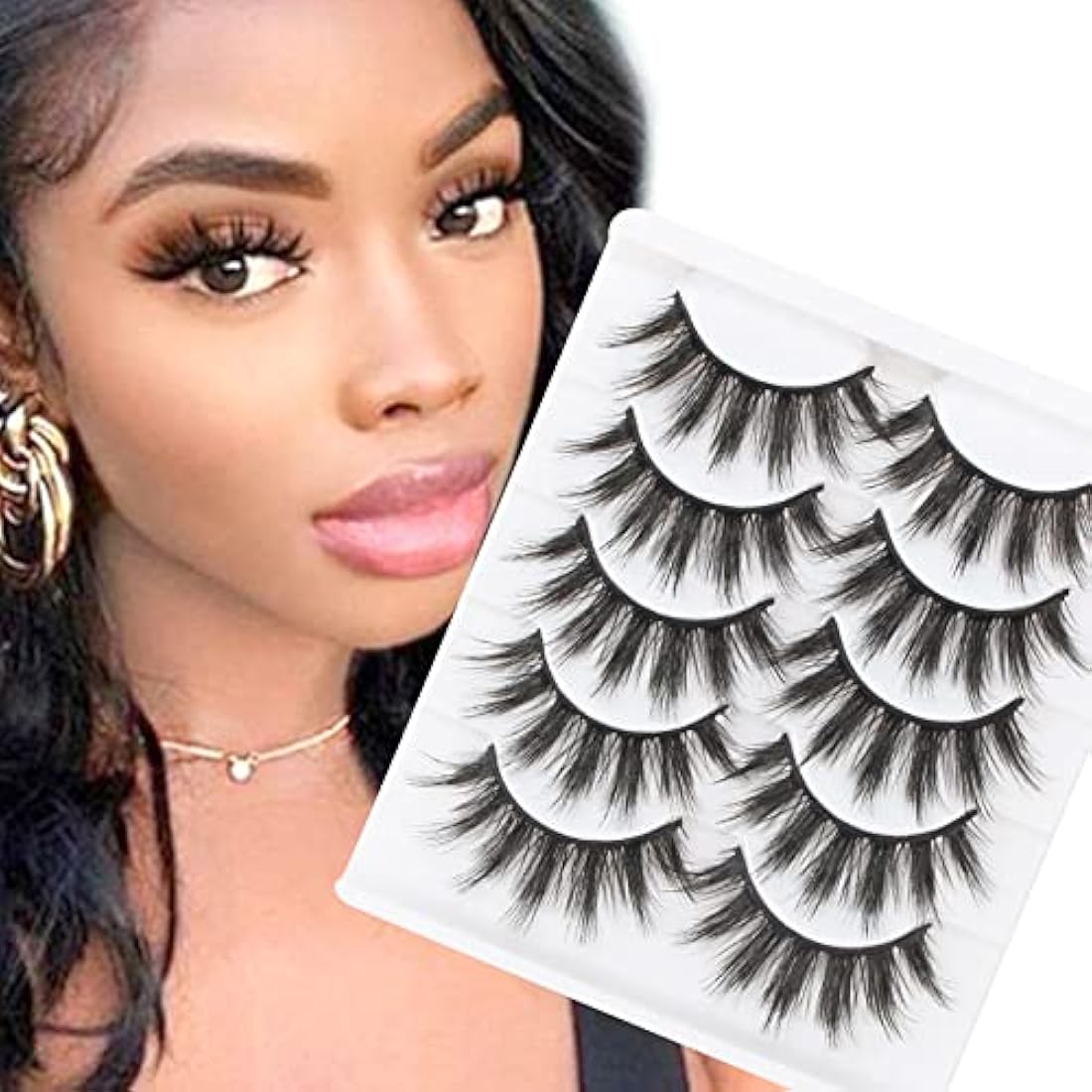 False Lashes Mink Natural Eyelashes 3D Mink Faux Mink Lashes Wispy Short Eyelashes Fluffy Lashes Natural Look 5 Pairs Pack by Glowingwin