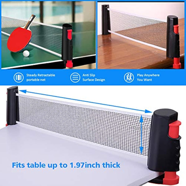 FBSPORT Table Tennis Set, Ping Pong Bats Set with 2 Paddles, 1 Retractable Net, 6 Balls, 1 Carrying Bag, for Trainer Adults Families Indoor Outdoor