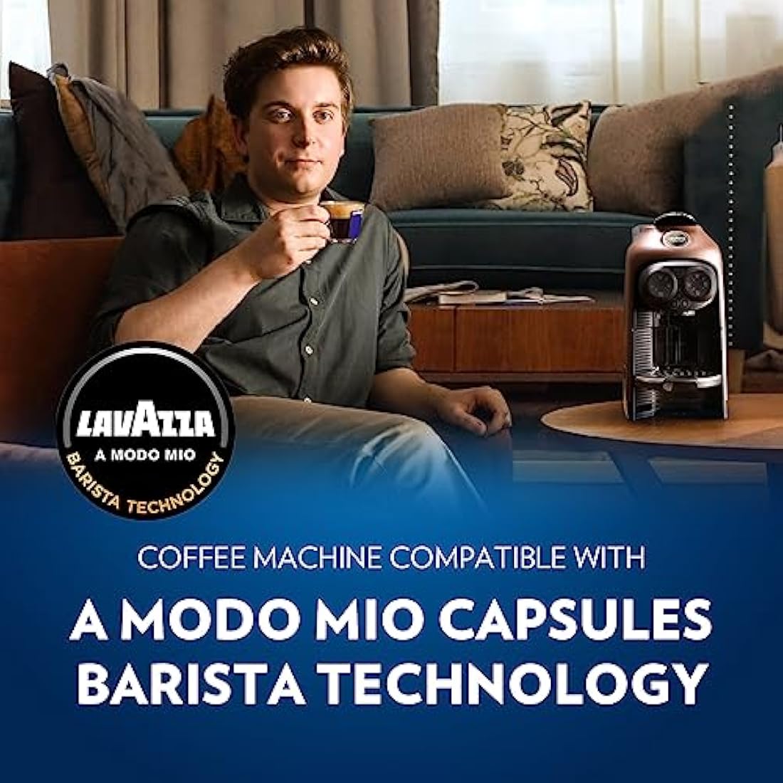 Lavazza, A Modo Mio Tiny Eco, Coffee Capsule Machine, Compact, Compatible with A Modo Mio Coffee Pods, with Automatic Shut-Off, Removable and Adjustable Cup Rest, 1450 W, 220-240 V AC, 50-60 Hz, Black