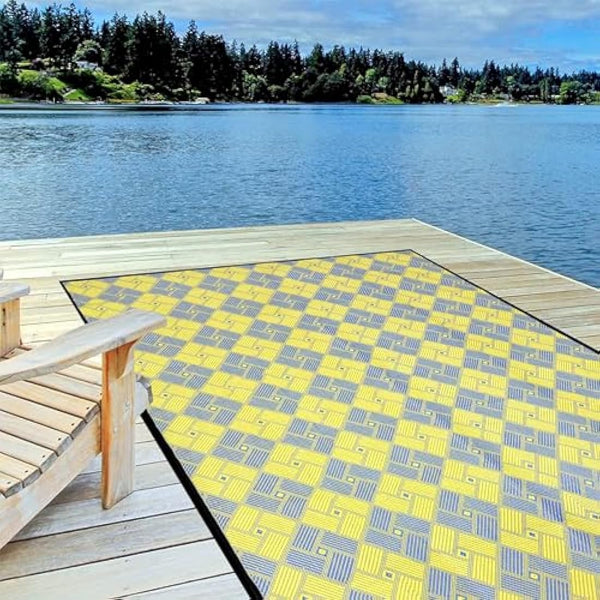ARSUK Outdoor Plastic Rug (210 x 150 cm) - Weatherproof, Indoor and Outdoor Use, Ideal for Garden, Camping, Patio, Balcony Carpet, Picnic, Backyard, Lightweight, Foldable, Recyclable Material
