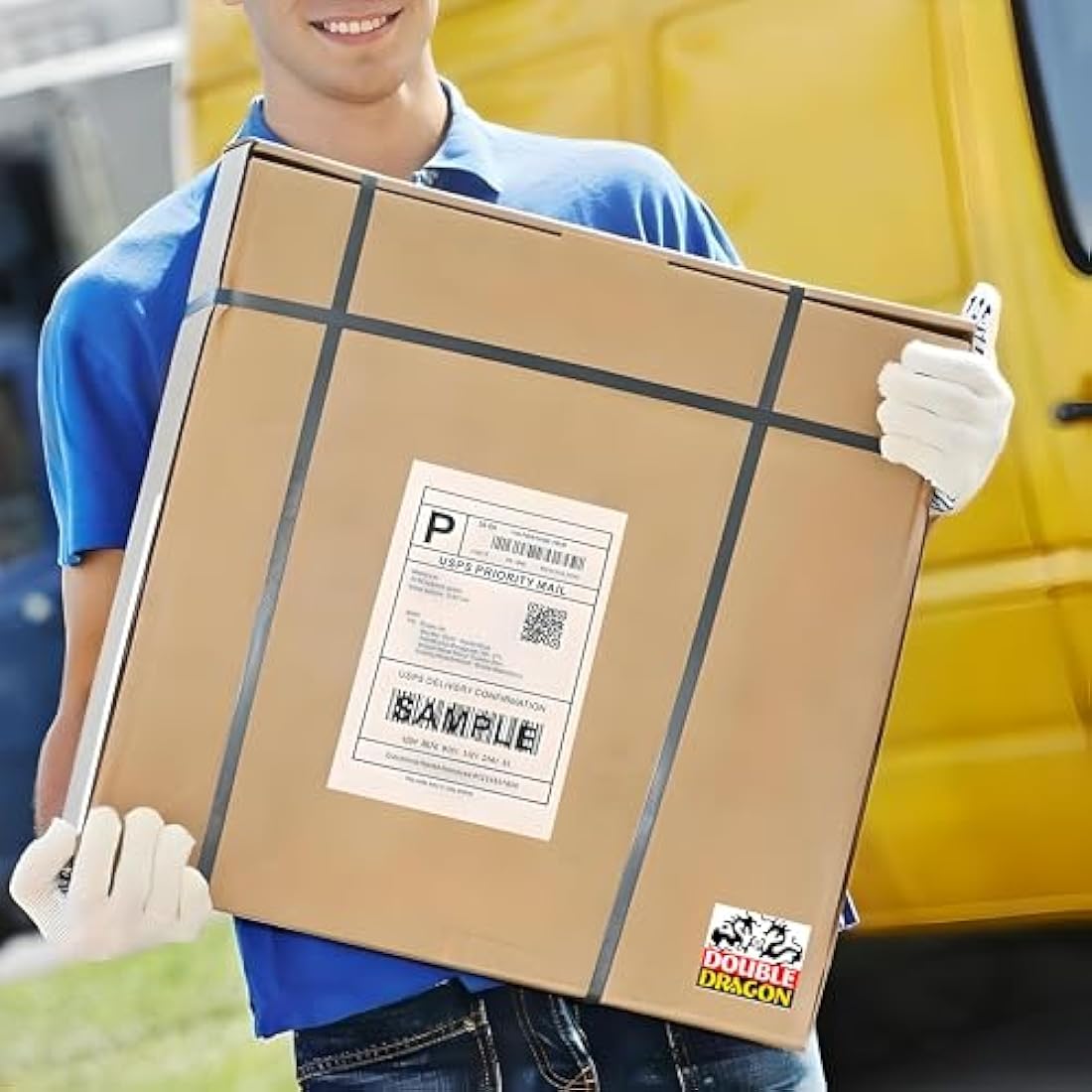 Double Dragon, 5 Rolls, 1,250 Premium Coated Direct Thermal Labels, 4” x 6”, 100x150mm, Self-Adhesive, Compatible with Zebra, MUNBYN, Rollo, TSC, Toshiba, Citizen, Direct Thermal Label Printer, GK420d