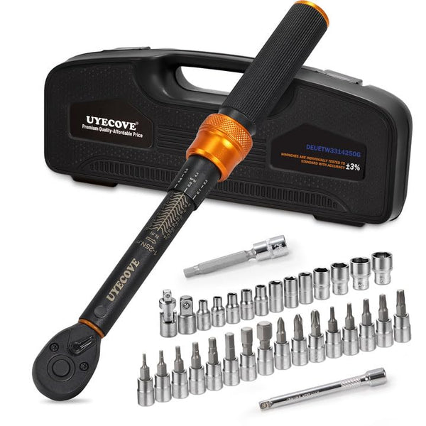 Torque Wrench 1/4 Bike Torque Wrench 1-25nm Torque Wrench Set 63ps with 100mm Extension bar and Socket