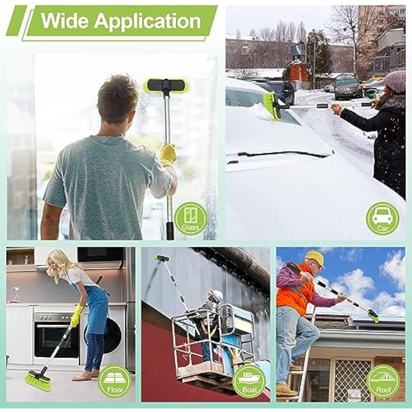 65”165cm Car Wash Brush Long Handle Soft Bristle Scrub Cleaning Mop with 4 hand-held Places Extendable Washing Brushes Broom Kit for RV Boat Truck SUV Caravan Solar Panel House Siding,Sweep Snow