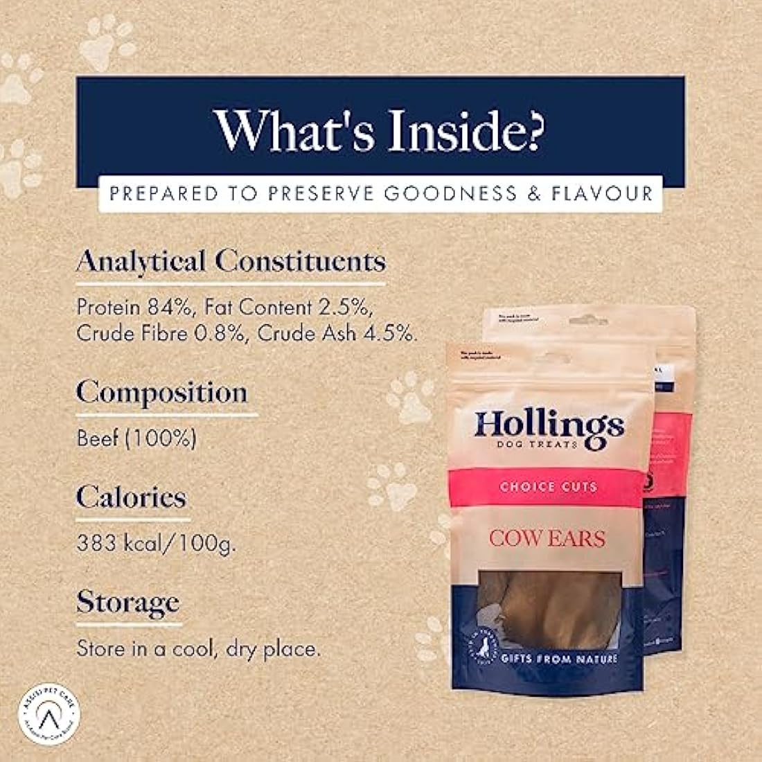 Hollings Cow Ears Dog Treats, 100% Natural & Nutritious Long Lasting Chew Treats for Adult Dogs, Grain Free & High in Protein (Pack of 40)