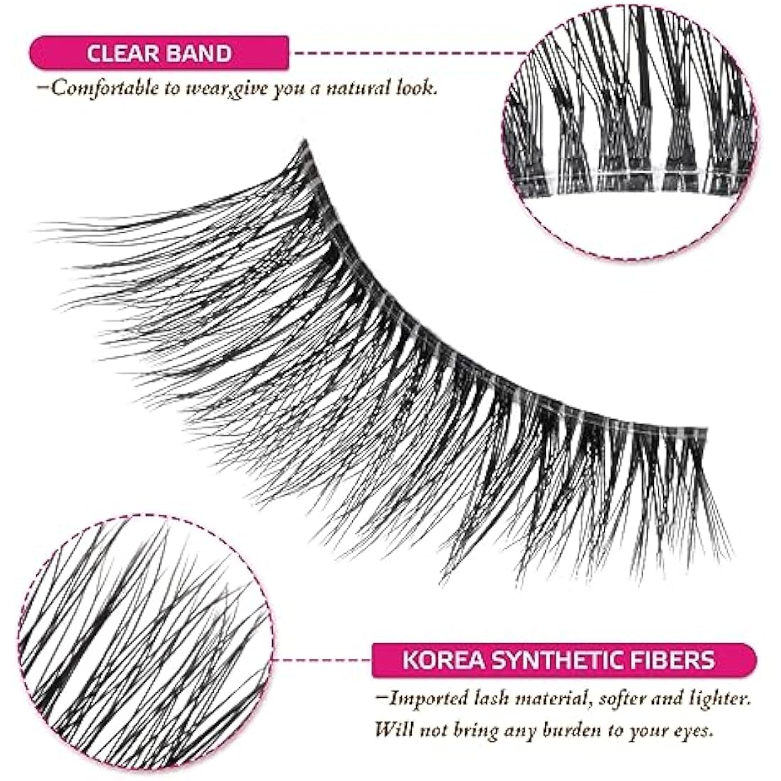 DYAFIN Natural Eyelashes 100% Handmade Lashes Reusable Soft False Eyelashes Lightweight Eye Lashes with Clear Band 3D Fake Eyelashes Long Wispy Eyelashes C Curl Lashes 8 Pairs