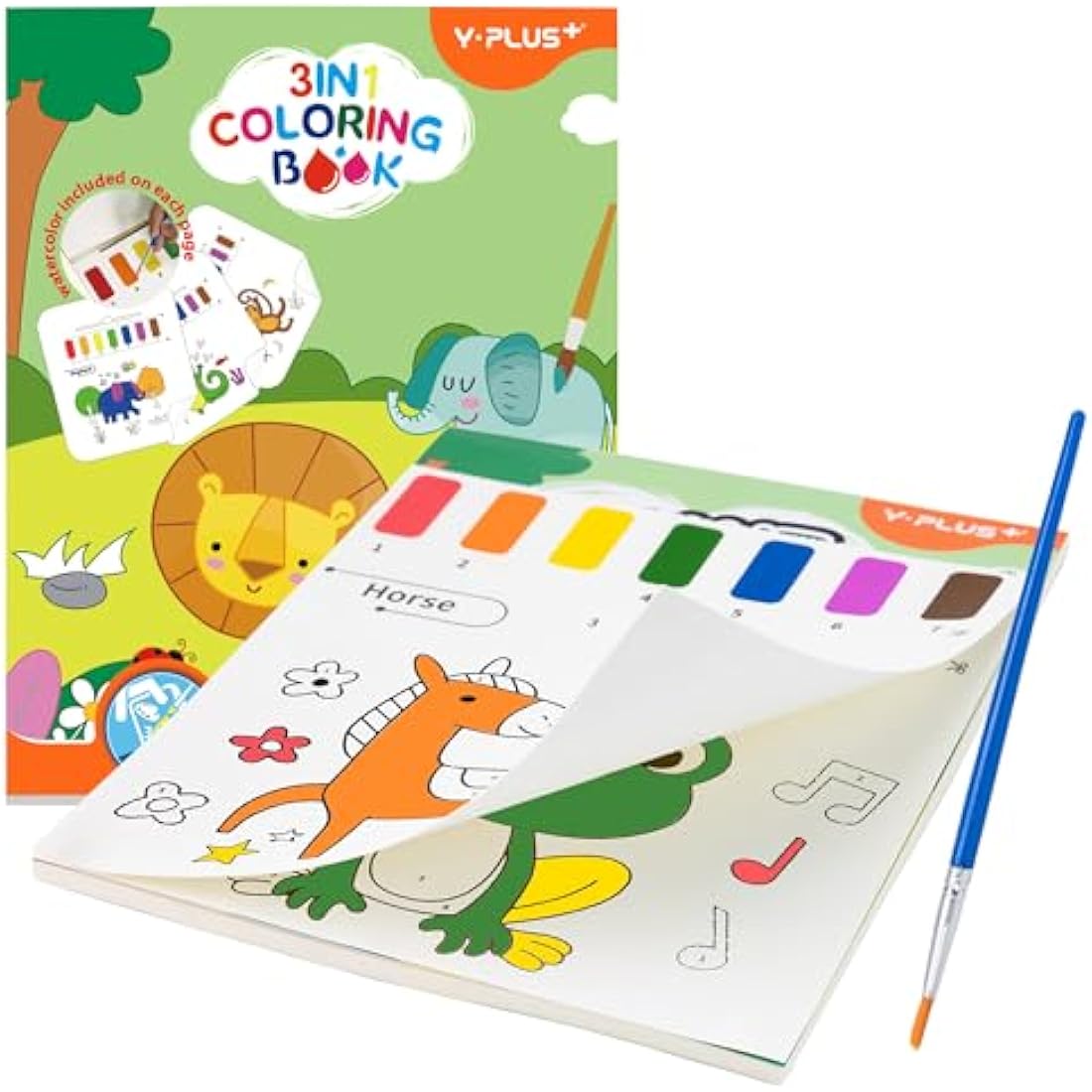 YPLUS Water Colouring Book for Children Painting Watercolour Paint Set Paper for Kids, Magic Book Arts and Crafts Gift for Drawing - Animals