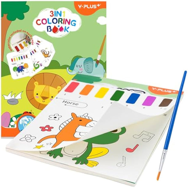YPLUS Water Colouring Book for Children Painting Watercolour Paint Set Paper for Kids, Magic Book Arts and Crafts Gift for Drawing - Animals