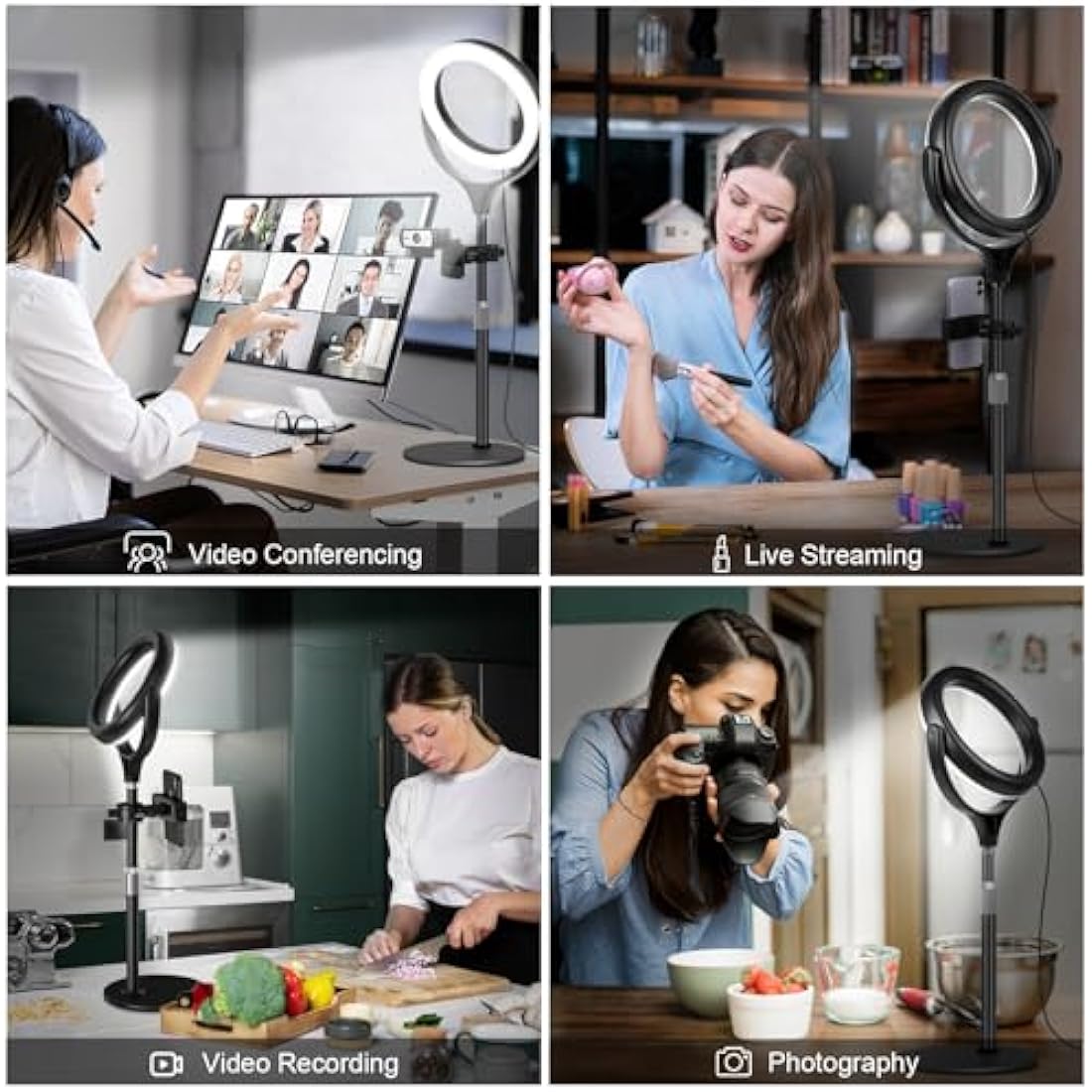 Evershop Ring Light with Stand & Phone Holder, 7" Desk Ring Light for Laptop/Computer/Webcam/Phone, Halo Light for Video Conferencing, Video Calls, Zoom Meeting, Live Streaming, Makeup, YouTube