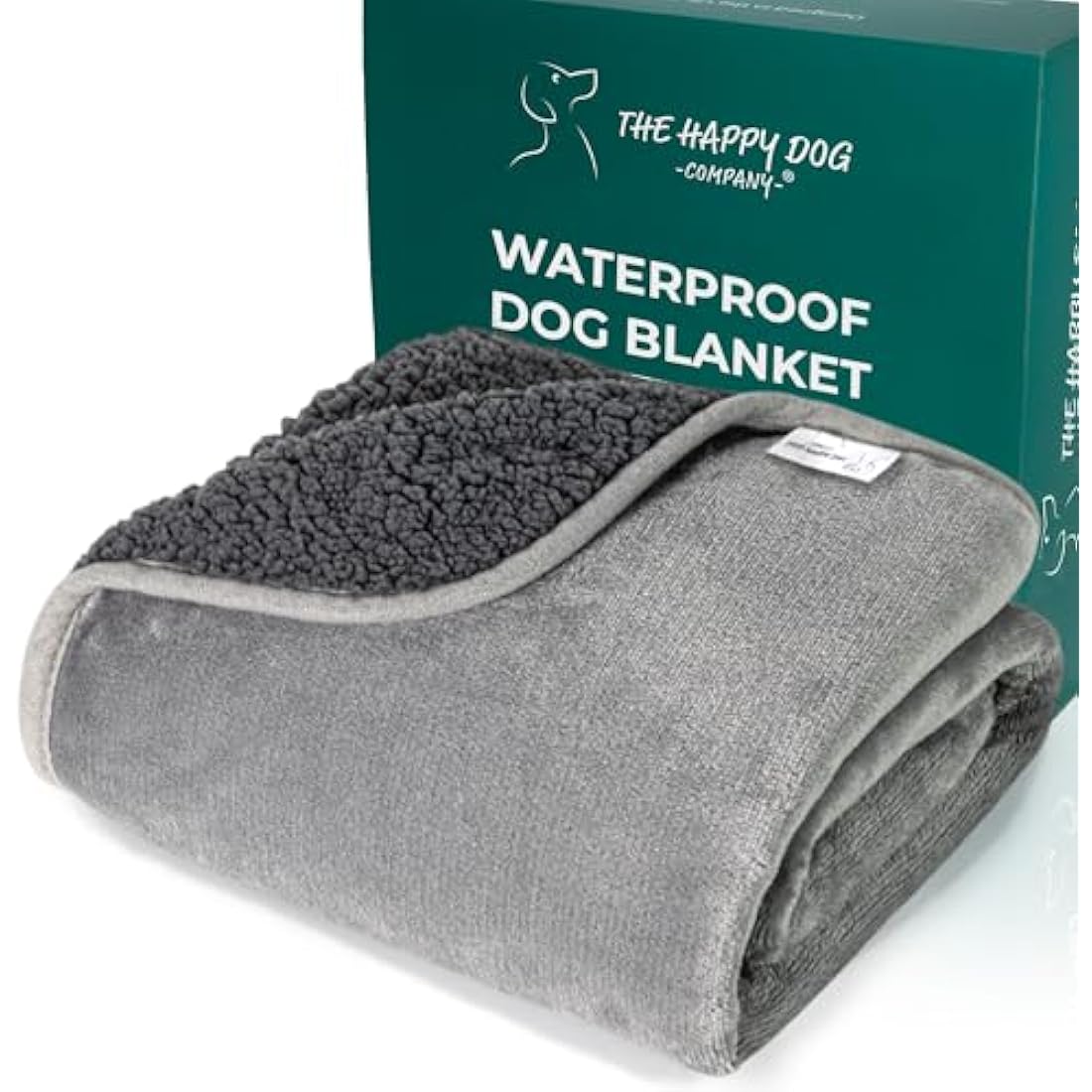 100% Waterproof Dog Blankets for Small & Medium Dogs – Soft Fleece, Washable Pet Throw for Sofa, Car & Furniture Protection, Soft Fluffy Reversible Blanket, 75x100cm, Grey/Grey