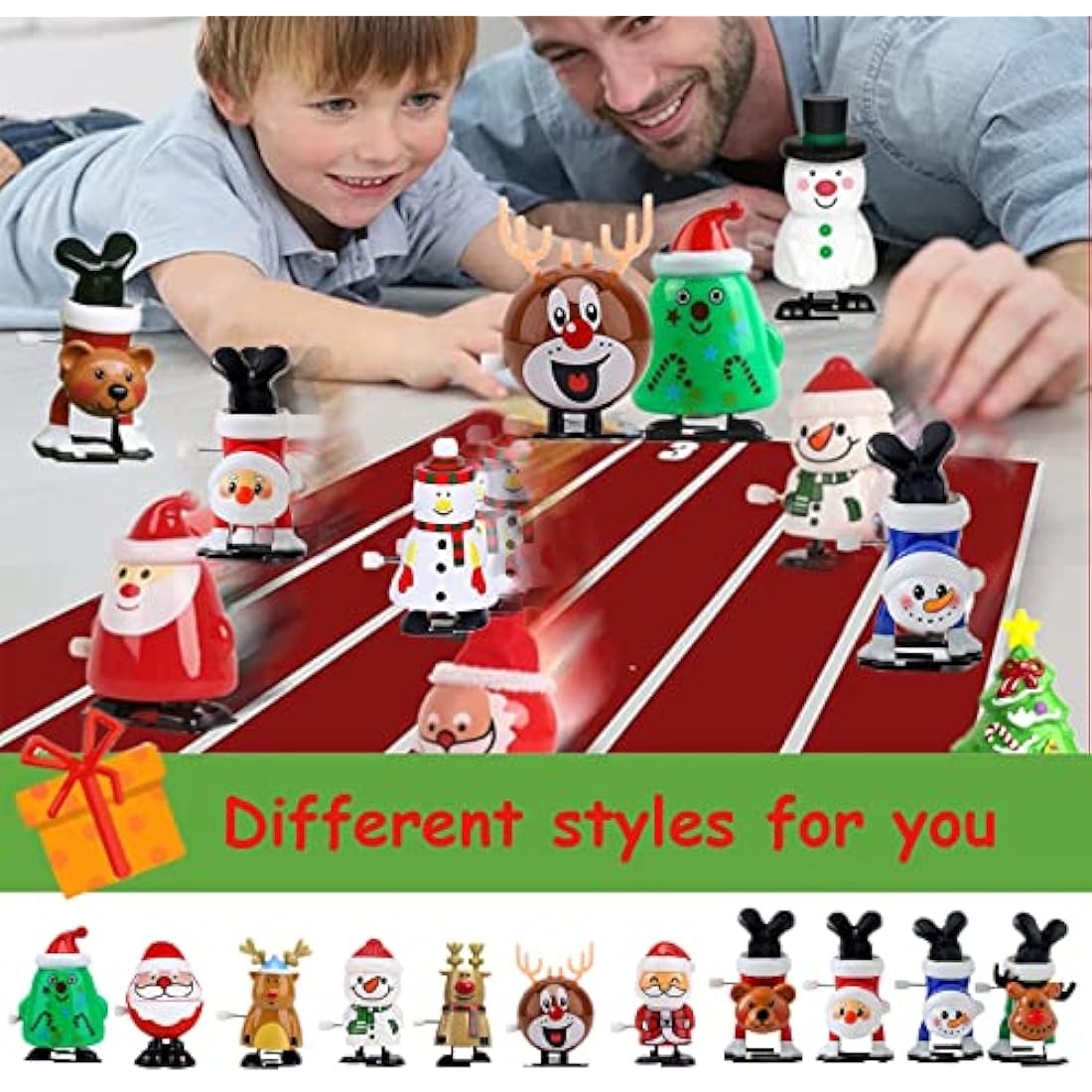 9Pack Christmas Wind Up Toy Funny Jumping Toys Xmas Gift Toys,Spring&Wind Up Small Toy for Kids Party Bag, Walking Clockwork Toys for Kids Christmas Party Favors Stocking Stuffers Cracker Gift Fillers