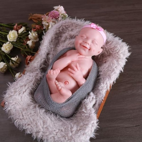 Farious 45CM Realistic Full Silicone Baby Doll, Lifelike Reborn Baby Dolls, Toy, and Collectible Bald Girl 011-D (Drink Water Girl)