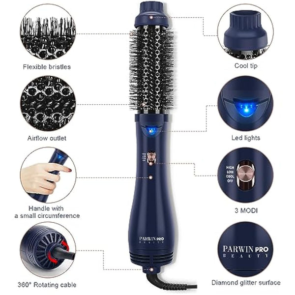 One-Step Hair Dryer Brush, Blow Dry Hair Brush, 4 in 1 Hot Brushes for Hair Styling, Drying, Volumizing, Straighten, Negative Ion Care Hot Air Brush, 1000W, Prussian Blue