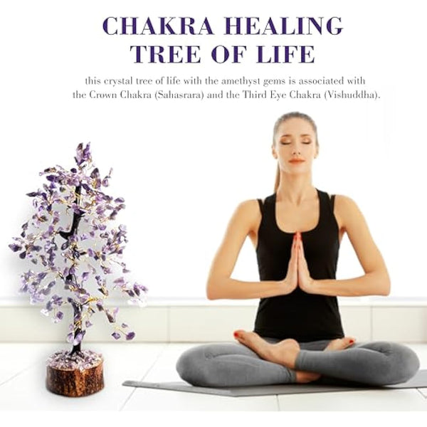 Amethyst Chakra Tree of Life - Crystal Tree for Positive Energy, Handmade Gem Tree - Feng Shui Decor, Good Luck Money Tree - Purple Healing Crystals for Spiritual Wisdom-Amythest tree